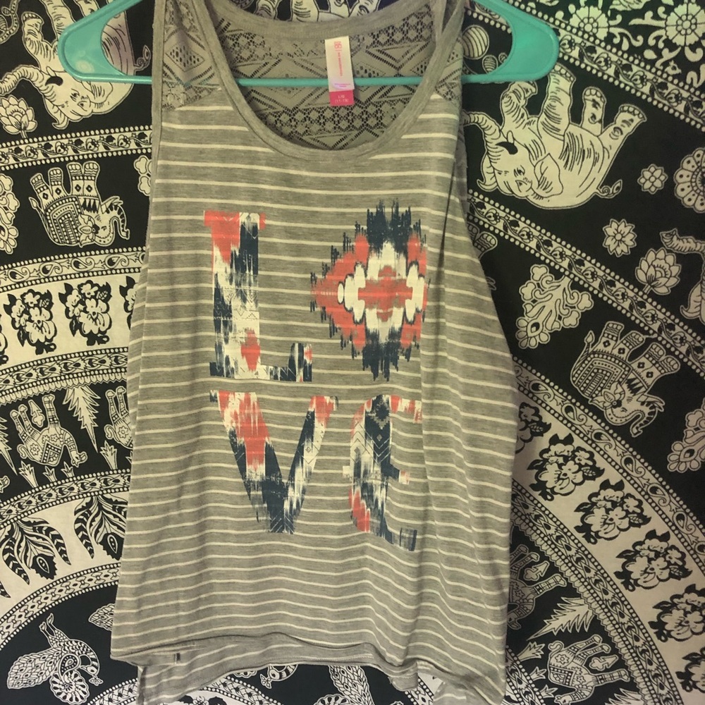 “Love” Striped tank top